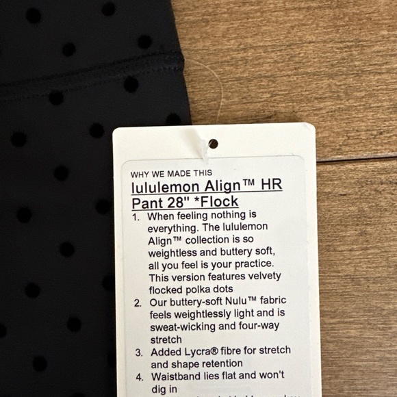 LULULEMON ALIGN HIGH-RISE PANT 28" WOMEN SZ 10 POLKA DOT FLOCKED BLACK NEW - Picture 4 of 4